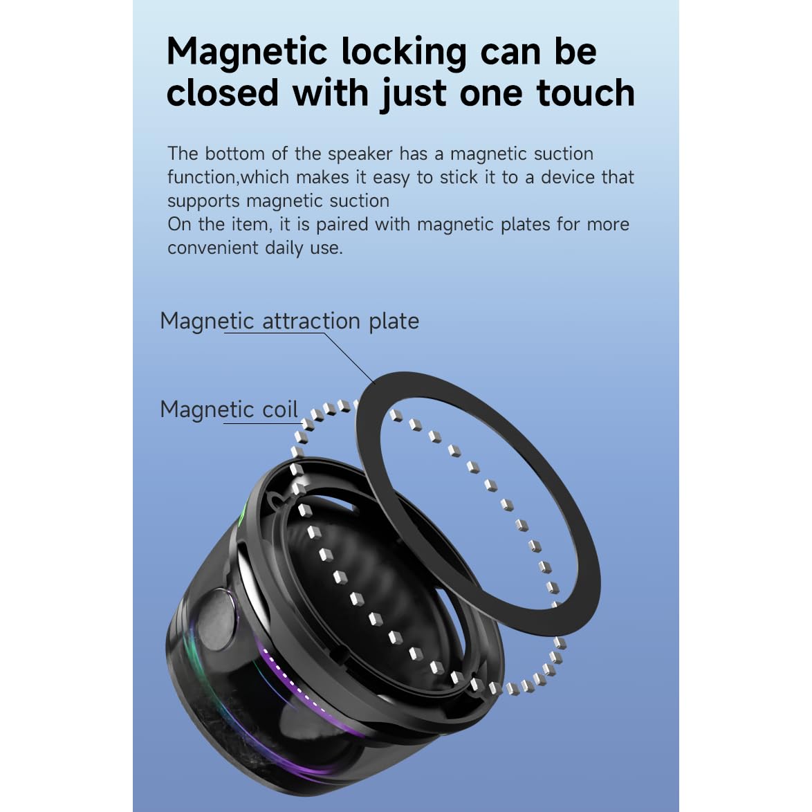 Magnetic Bluetooth Speaker with Multi RGB Color Light Show