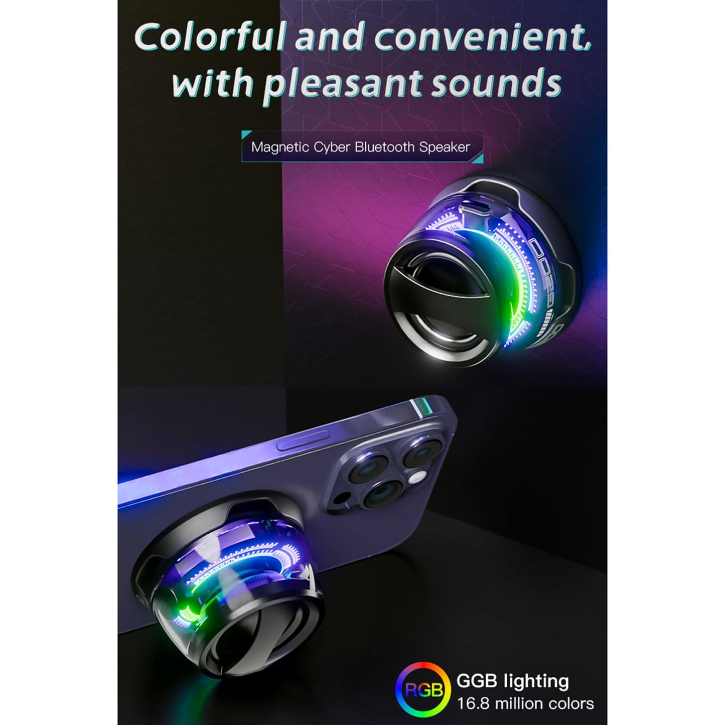 Magnetic Bluetooth Speaker with Multi RGB Color Light Show