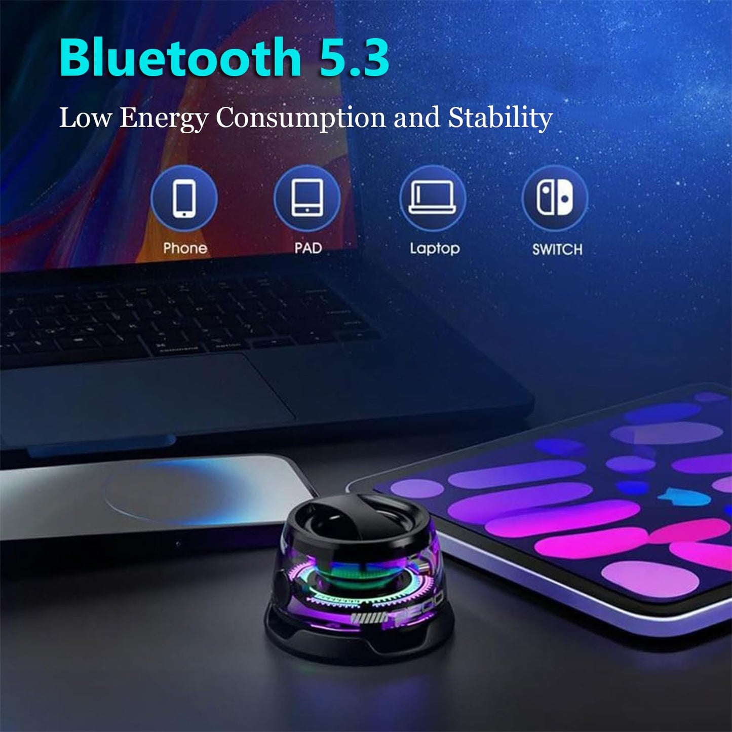 Magnetic Bluetooth Speaker with Multi RGB Color Light Show
