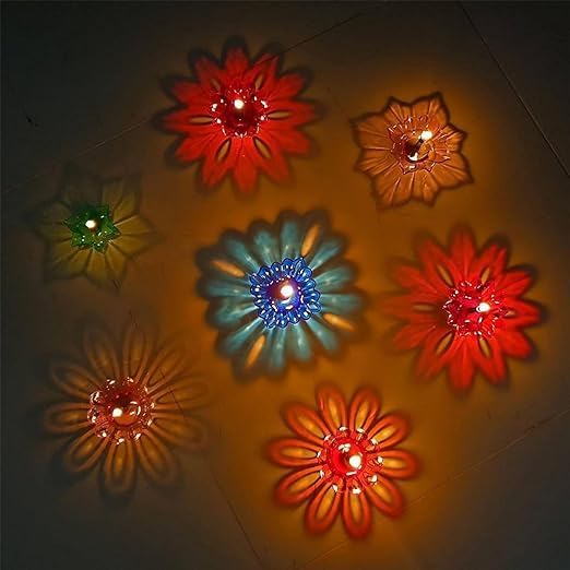 3D Reusable Reflective Shadow Colourful Diya (Pack of 12/24)
