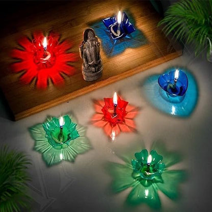 3D Reusable Reflective Shadow Colourful Diya (Pack of 12/24)