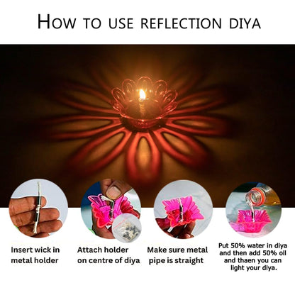 3D Reusable Reflective Shadow Colourful Diya (Pack of 12/24)