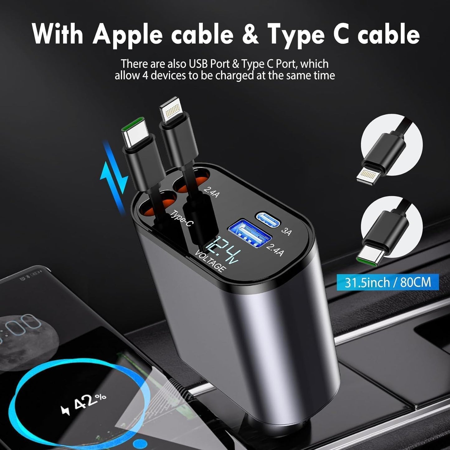 Universal Car Mobile Charger for All Smartphones & Tablets (Car Charger)